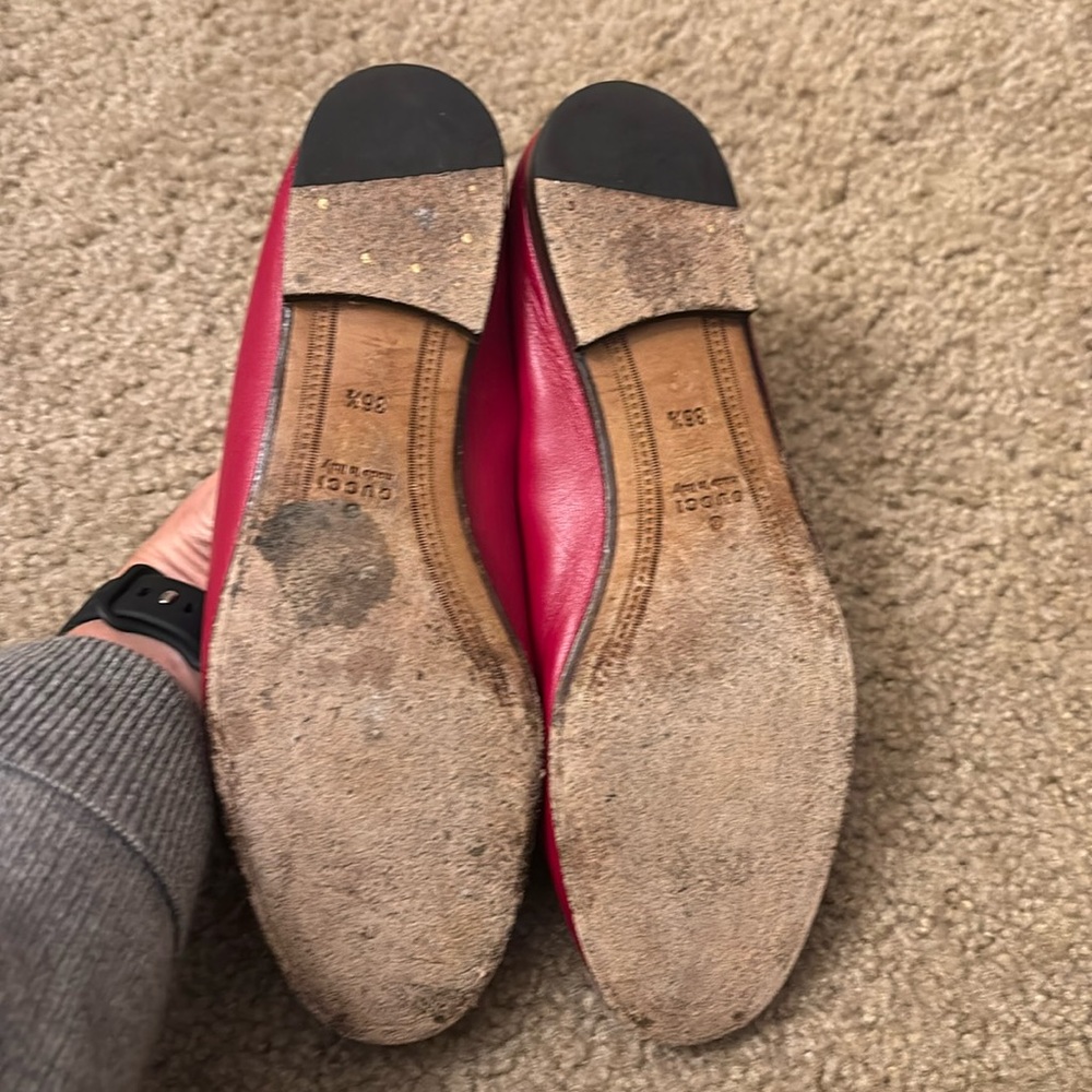 Gucci Women's Red Leather Brixton loafer 36.5 - Picture 3 of 11